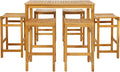 Tangkula 7 Piece Outdoor Acacia Wood Bar Table Set, Space-Saving Patio Dining by TANGKULA