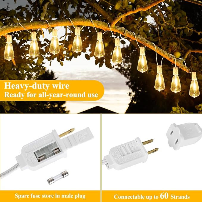 Brightever Outdoor String Light 25 FT, ST38 Patio Lights - Image 6