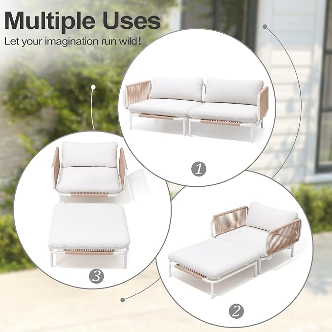 Patio Furniture Set, Outdoor Patio Furniture 31" Oversized Metal Patio - Image 3
