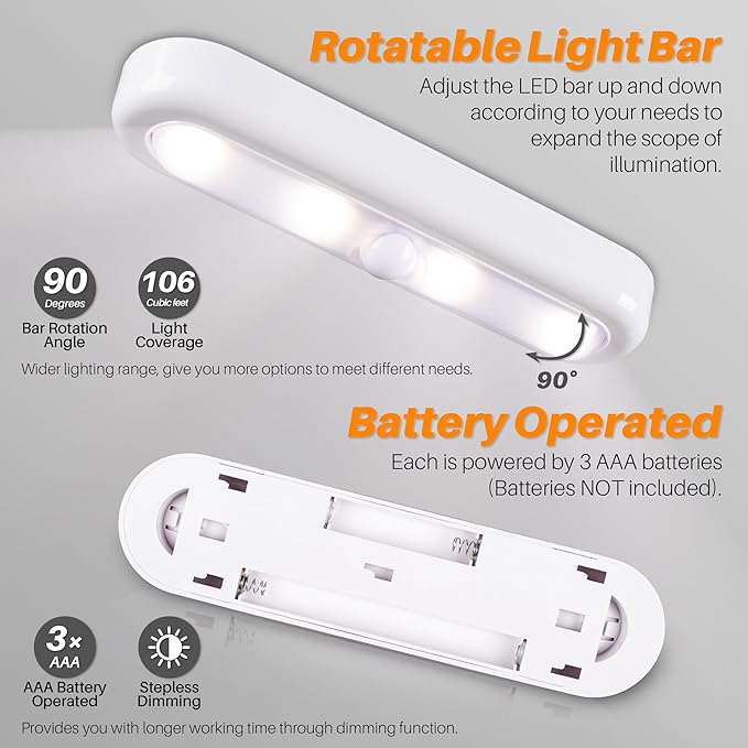 STAR-SPANGLED 3 Pack 7” Dimmable Push Tap Lights, Stick on LED Touch Lights AAA - Image 4