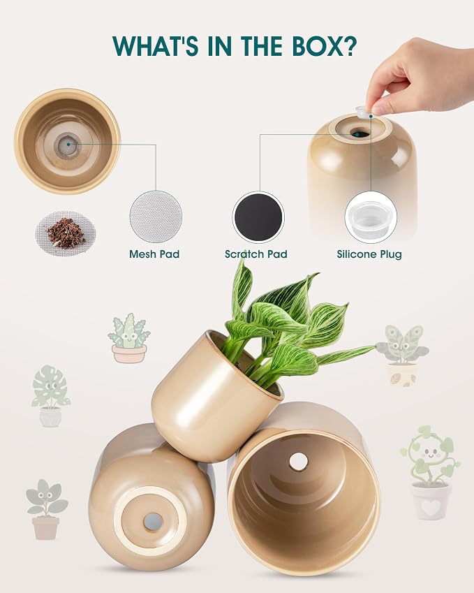 vancasso Ceramic Plant Pots, 4+5+6 inches, Planters - Image 3