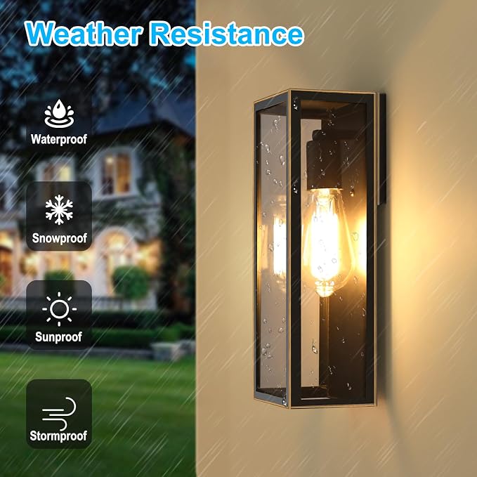 2-Pack Outdoor Wall Lanterns, Exterior Waterproof Outdoor Lights - Image 2