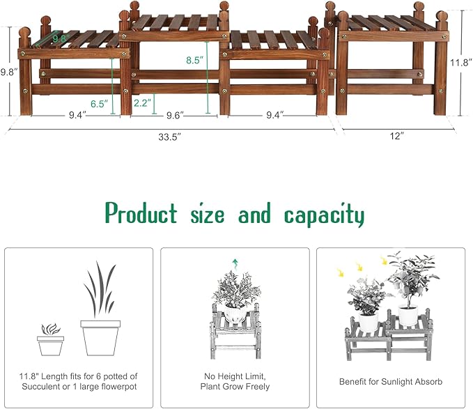 Wood Flower Stand Small Plant Stand Indoor Outdoor Plant Shelf Low Window Shelf - Image 6