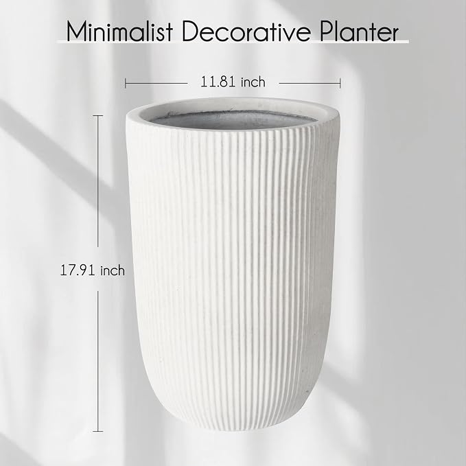 Oakrain 18" H Tall Planter, Large Indoor Outdoor Decorative Pot - Image 2