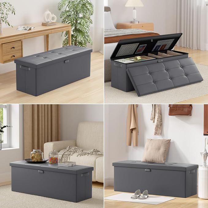 ENGPOW Storage Ottoman, Fireproof Folding Bench - Image 2