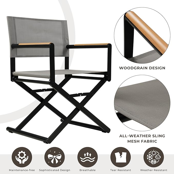 Grand patio 11-Piece Outdoor Dining Set, 10 Extra-Wide Folding Chairs & 1 - Image 4