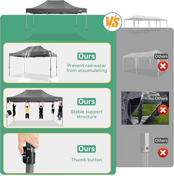 COBIZI 10x15 Pop up Canopy Tent Heavy Duty Without Sidewalls, Easy Set-up - Image 5