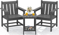 SEWRWALL 3 Pieces Patio Bistro Set, All Weather Adirondack Chair Set by SERWALL