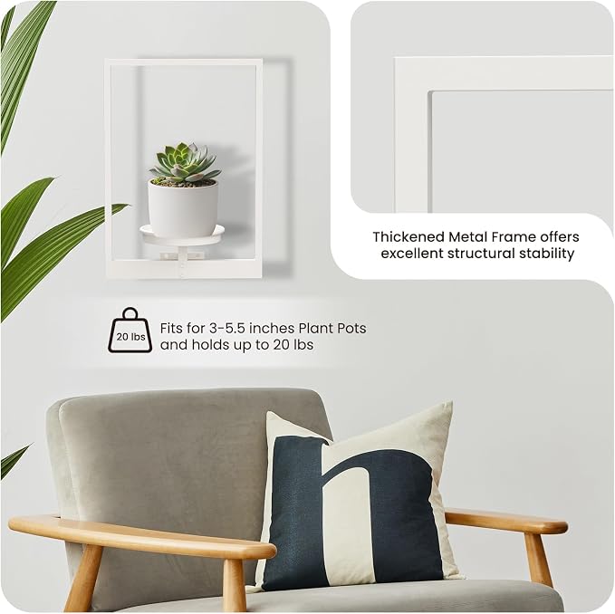 Hanging Planters for Indoor Plants White, Wall Plant Holder Stand to Hold Large - Image 3