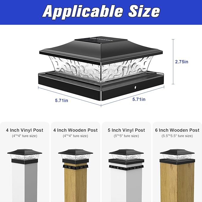 APONUO Solar Post Cap Lights 6 Pack - Image 2