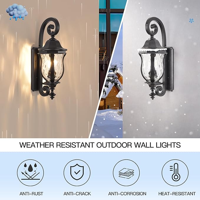 Black Exterior Wall Sconces, Waterproof Outdoor Lights Wall Mount - Image 4