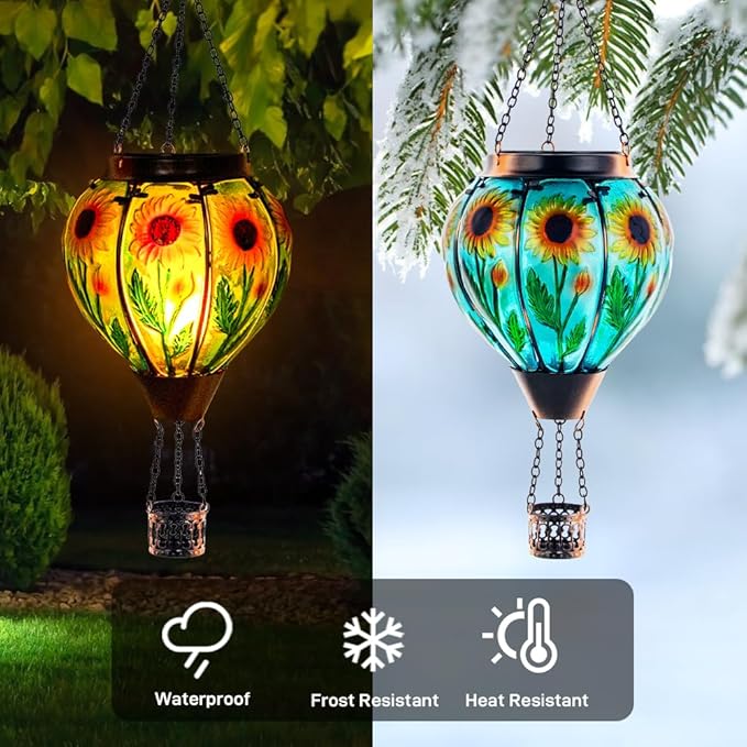 Starsoul Sunflower Hot Air Balloon Solar Lantern Glass Outdoor Hot Air Balloon - Image 2