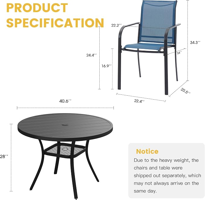 VICLLAX 5 Pieces Patio Dining Set - Image 7