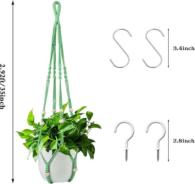 Augshy Macrame Plant Hangers Green Hanging Planters - Image 2