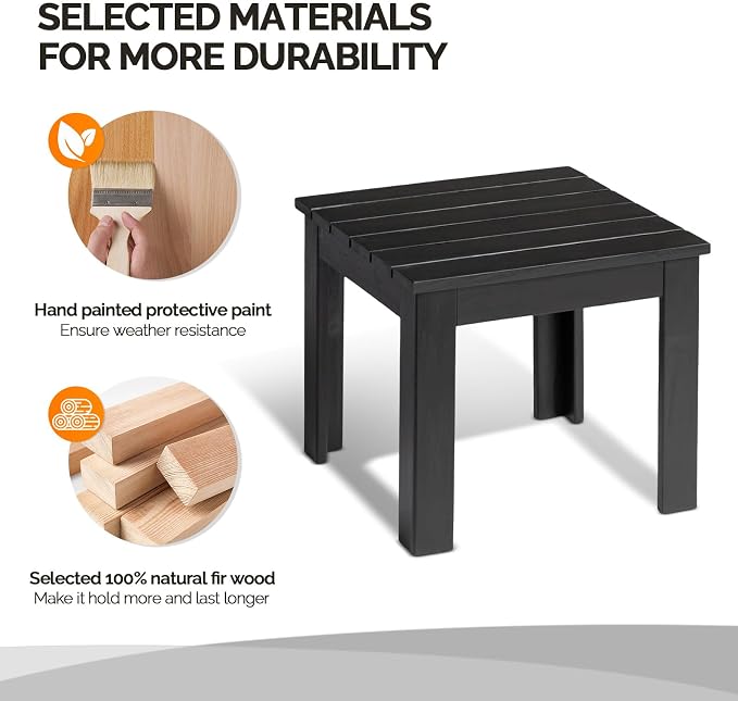 VINGLI Outdoor Adirondack Side Table, Patio Side Table Conversation End Table - Image 5