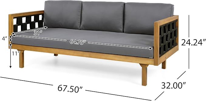 Christopher Knight Home Rosie Patio Sofa and Coffee Table Set, 2 Piece Outdoor - Image 5