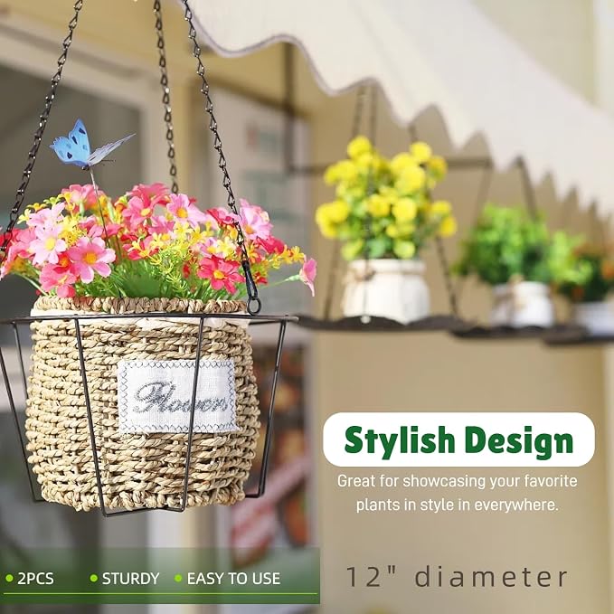 Metal & Macrame Plant Hanger Indoor/Outdoor Use – Heavy Duty Hanging Planter - Image 7