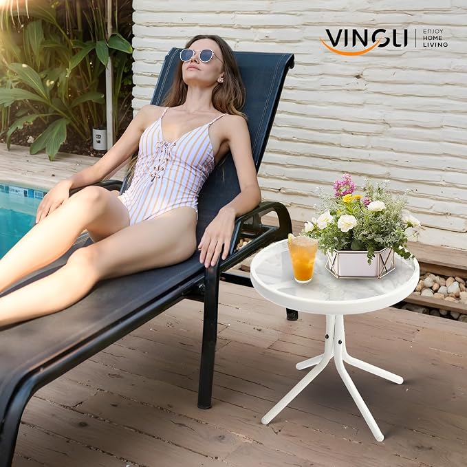 VINGLI Outdoor Side Table, Weatherproof Small Tables - Image 8