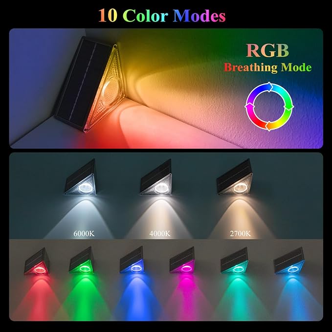 Ellasay Solar Step Lights for Outside 6 Pack, 10 Color Modes Stair Lights - Image 2