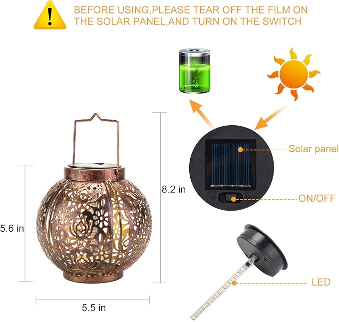 Solar Lanterns Outdoor Waterproof 2 Pack, Hanging Solar Lights - Image 3