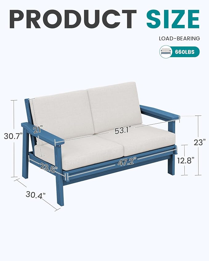 SERWALL HDPE Outdoor Patio Loveseat - Image 2