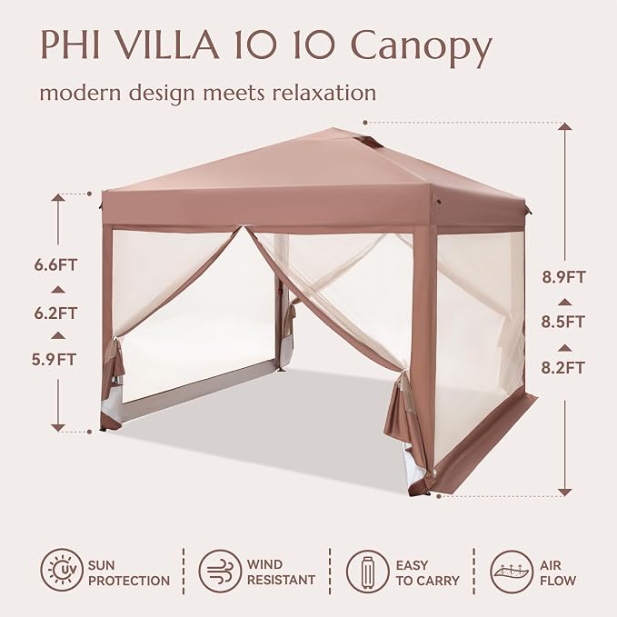 PHI VILLA 10 x 10 Pop Up Canopy Tent - Image 8
