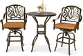VIVIJASON 3-Piece Patio Swivel Bar Stools Set, All Weather Cast Aluminum by VIVIJASON