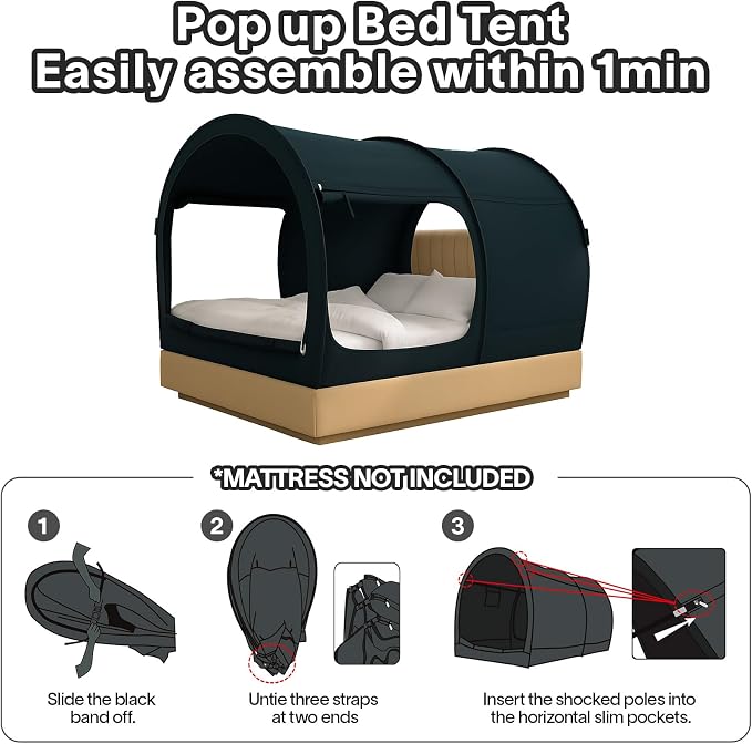 Alvantor® Canopy Bed Dream Privacy Space Full Sleeping Tents Indoor Pop Up - Image 5