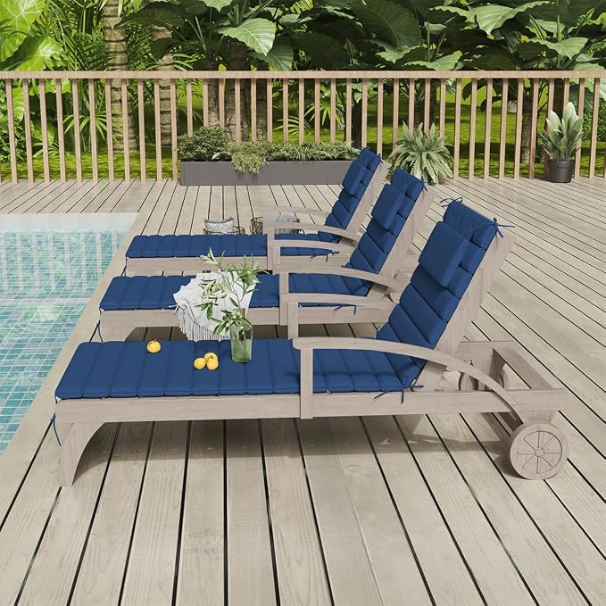 Sundale Outdoor Olefin Quilted Lounge Cushion Set of 2, Patio Foldable Chaise - Image 9