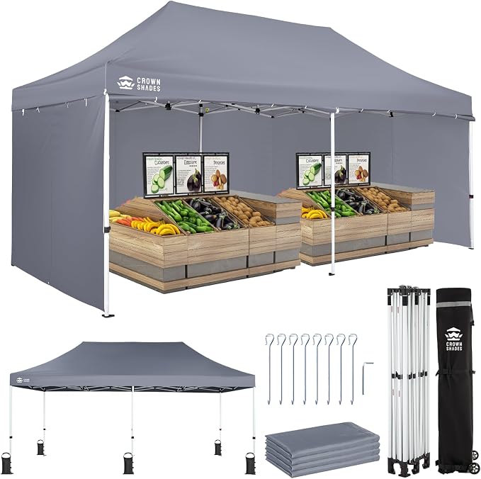 CROWN SHADES 10x20 Pop Up Canopy Tent, Thicken Frame Commercial Heavy Duty Tent by CrownShades