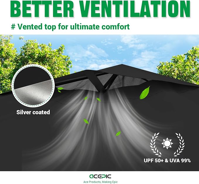 10x10 Pop Up Canopy Tent, 300D Silver-Coating Top, Pop Up Canopy Tent Instant - Image 4