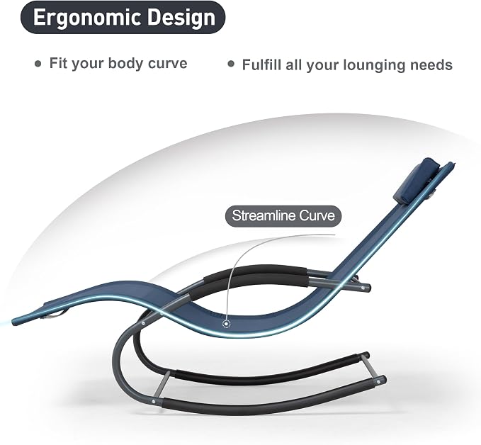 Outdoor Lounge Chair with Pillow, Pool Chaise Lounge Chair Set of 2 - Image 3