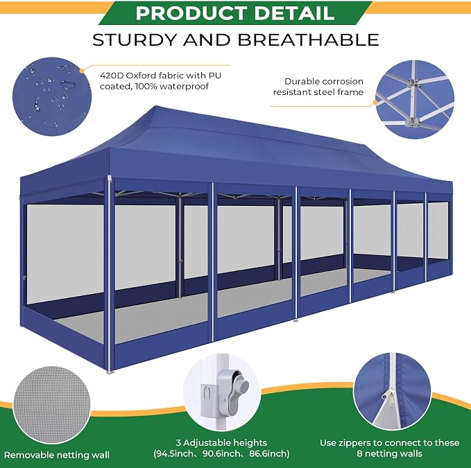 COBIZI 10x30 Heavy Duty Pop Up Canopy - Image 5