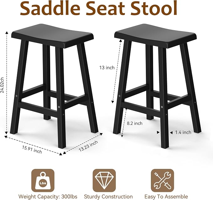 Bar Stools Outdoor Set of 4, Waterproof Modern Durable Resin Saddle Seat - Image 3