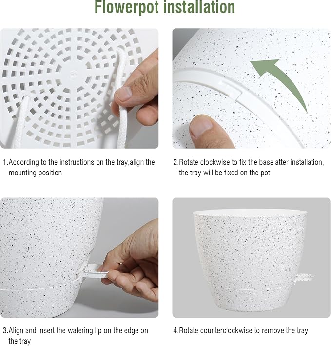 12/10/9 inch Large Self Watering Pots, Plant Pots - Image 4