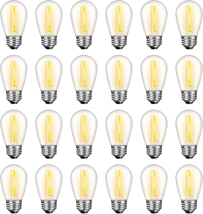 24 Pack LED S14 Replacement Light Bulbs, Waterproof 1W Vintage Edison Bulbs by GvvooHome
