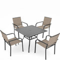 5-Piece Outdoor Dining Set, 4 Stackable Sling Chairs by Anmutig