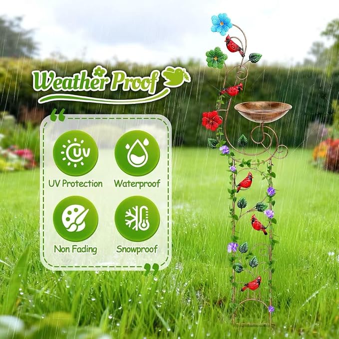 Bird Baths with Trellis for Climbing Plants Outdoor, Small Garden Plant Trellis - Image 3