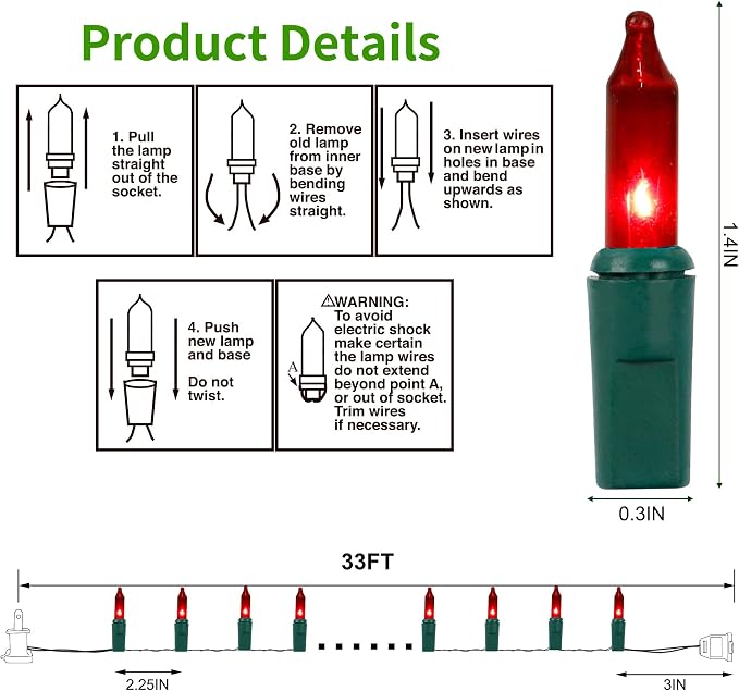 LJLNION 3 Sets Valentines Lights, 120V UL Certified Connectable Christmas Tree - Image 4