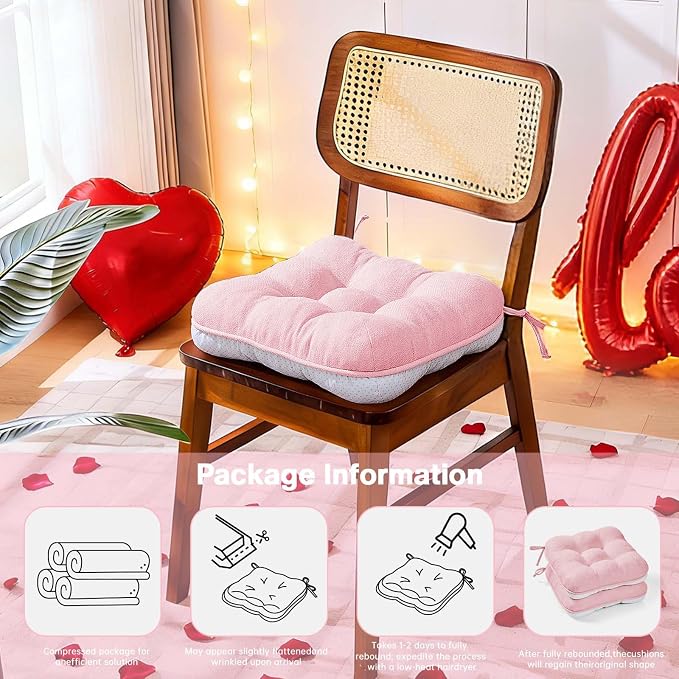 BETU Pink Chair Cushions for Dining Chairs Set of 2, 3.5" Thick Kitchen Table - Image 8