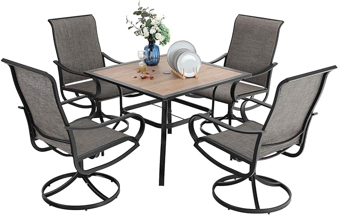 PHI VILLA 5 Piece Outdoor Patio Dining Set, Patio Table & Chair Set Clearance by PHIVILLAThepioneerofcomfortablehouseholdsupplies