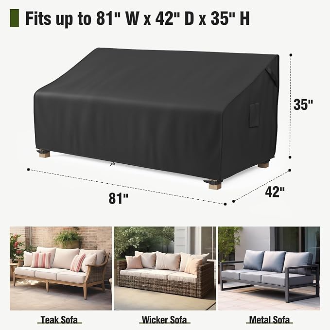 MR.COVER 3-Seater Outdoor Couch Cover Waterproof, Patio Furniture Cover - Image 2