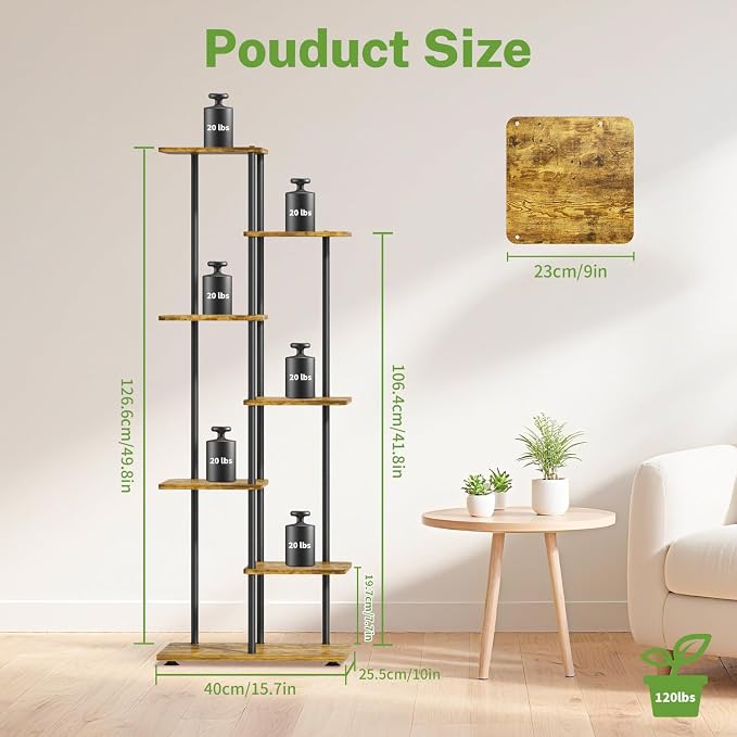 iDavosic.ly 6 Tier Tall Plant Stand Indoor, Tiered Corner Metal Wood Multiple - Image 6