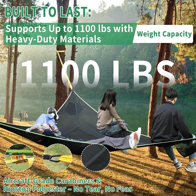 LUKETURE Triangle Camping Hammock, 10ft Multi Person Hammocks Max 1100 lbs - Image 3