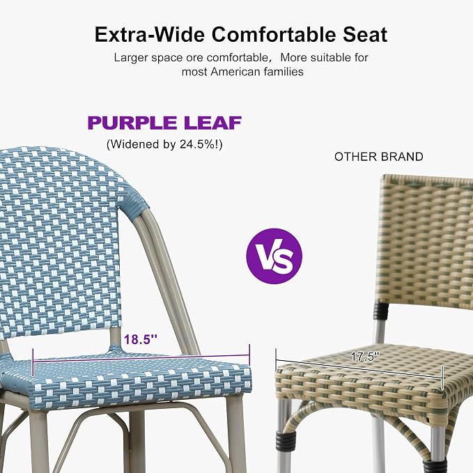 PURPLE LEAF French Bar Stools Set of 2 Champagne Print Finish Outdoor Bar Stools - Image 5