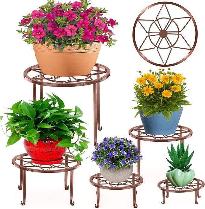 5 Pack Metal Plant Stands for Multiple Plant, Heavy Duty Flower Pot Stands for by Autopromake