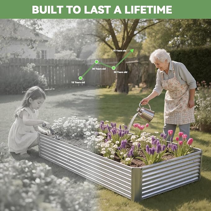 3 Pack 6x3FT Raised Beds for Gardening, Corrugated Galvanized Steel Raised - Image 7