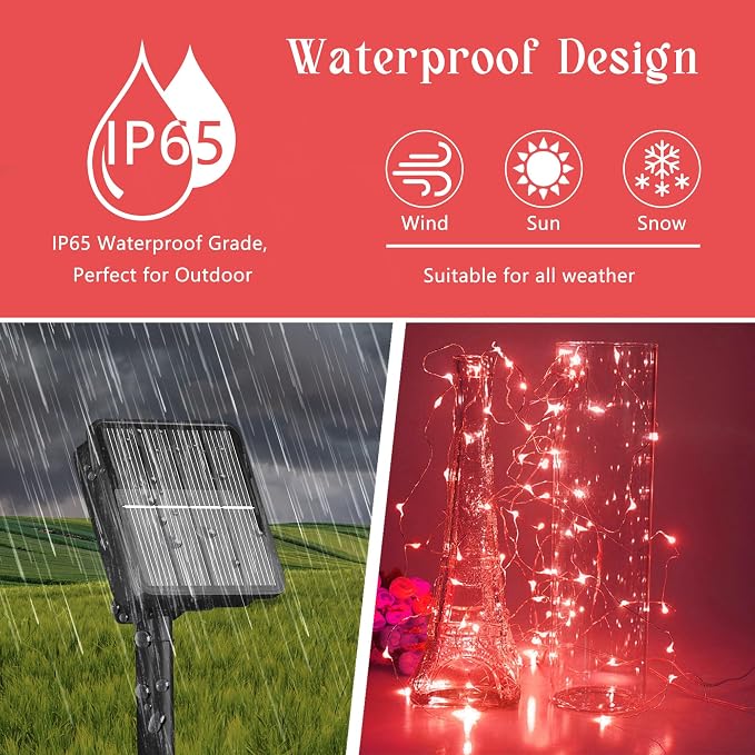 Solar String Lights for Outside, 72Ft 200 LED Solar Fairy Lights - Image 3