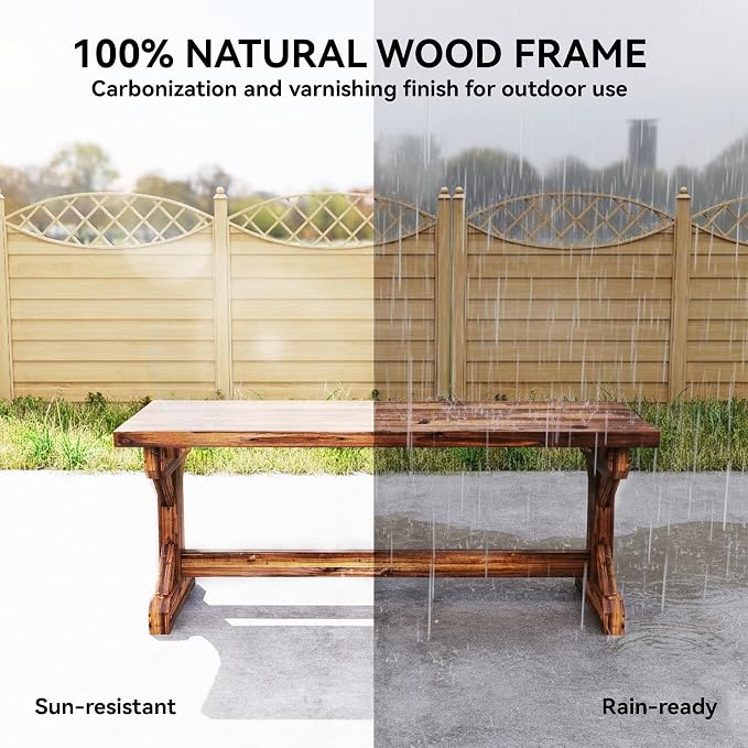 Outsunny Outdoor Wooden Bench, 2-Person Rustic Patio Garden Bench Seat - Image 4