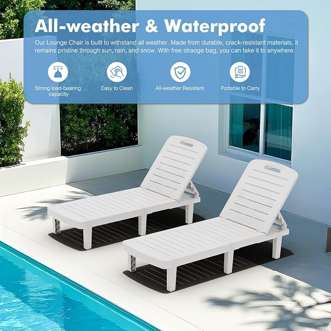 WACASA Outdoor Chaise Lounge Chairs Set of 2, Oversized Lounge Chairs - Image 9